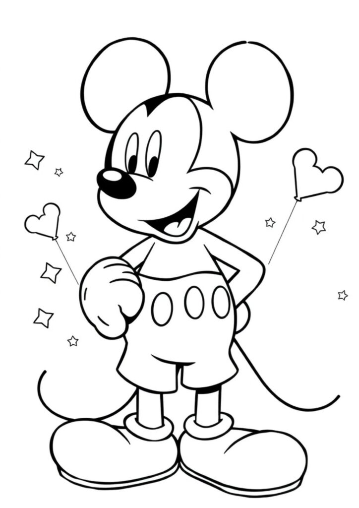 Mickey Mouse waving hand coloring page - Printable Disney fun