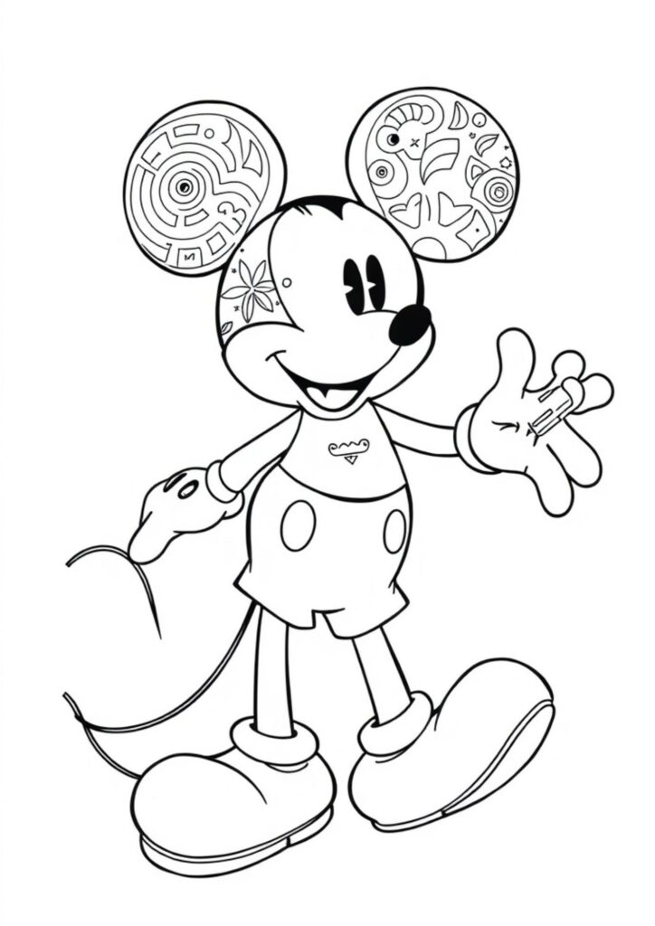 "Cute Mickey Mouse printable coloring page for toddlers and preschoolers"