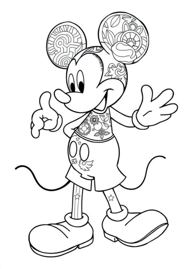 Mickey Mouse and friends coloring page - Disney printable fun