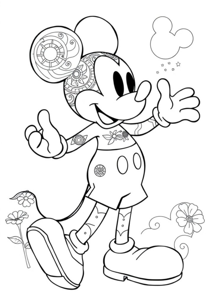 Smiling Mickey Mouse free printable coloring pages