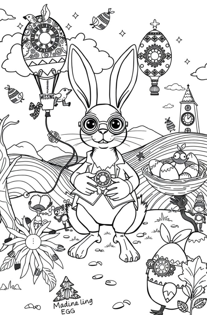 Easter chick hatching from egg coloring page