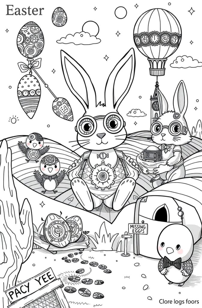 Easter cross with lilies and eggs coloring page