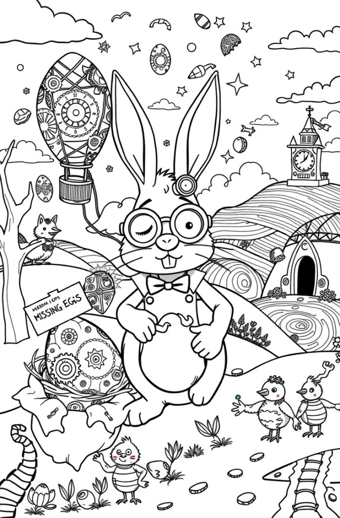 Sweet baby chick Easter coloring page for preschool kids