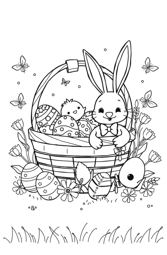 Group of smiling animals holding Easter eggs