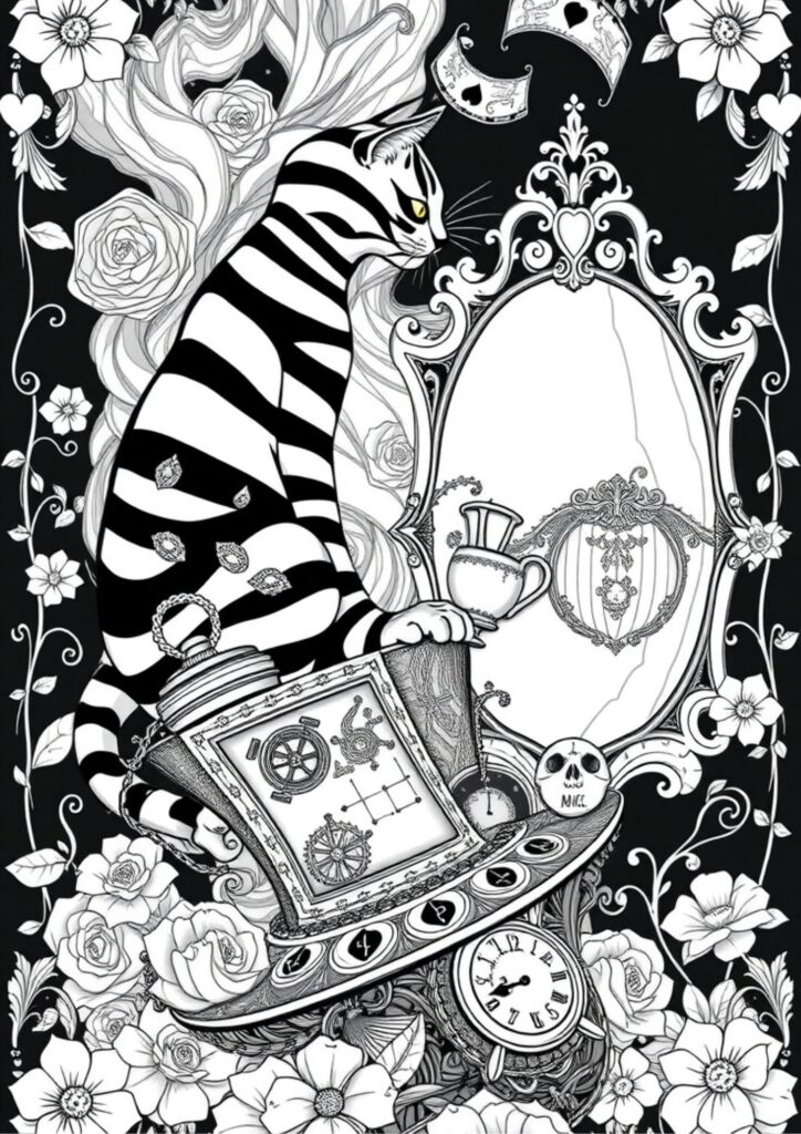 No watermark adult alice in wonderland coloring pages for free printable available