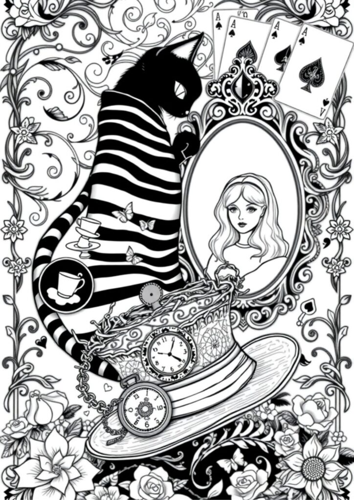 The White Rabbit checking his pocket watch in an ornate steampunk-style forest