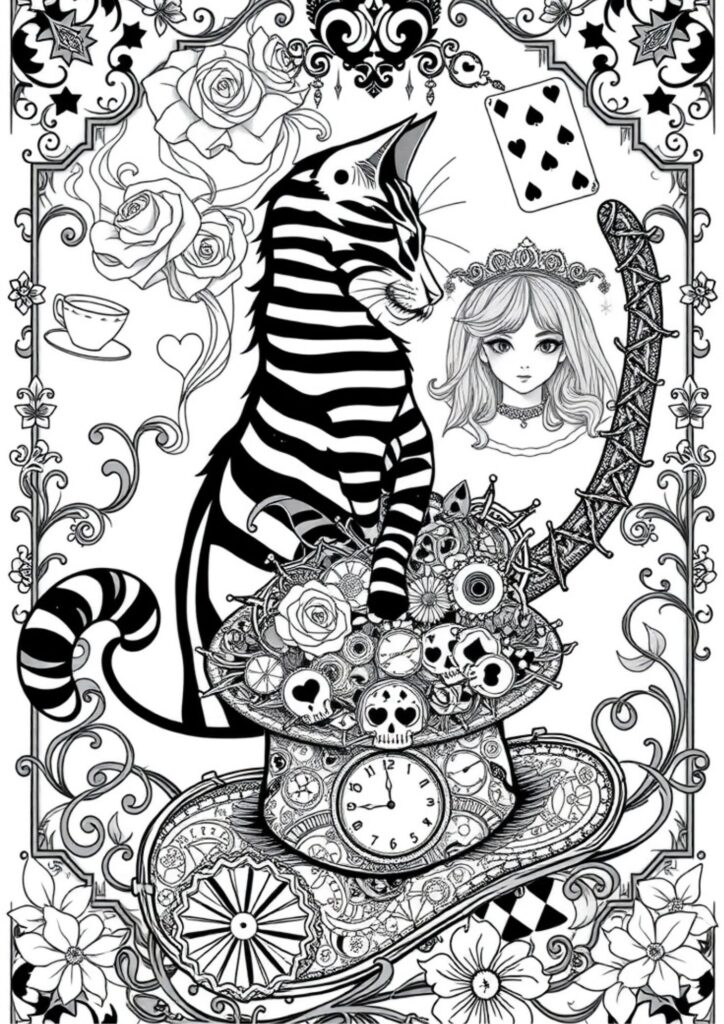 “The White Rabbit checking his pocket watch, looking frantic”