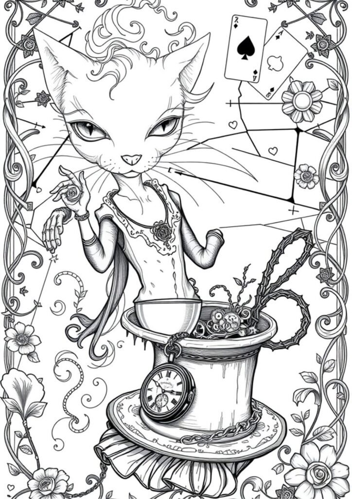 “Queen of Hearts holding a scepter, with stern expression”
