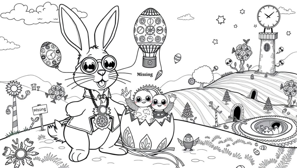 Easter chick hatching from egg coloring page