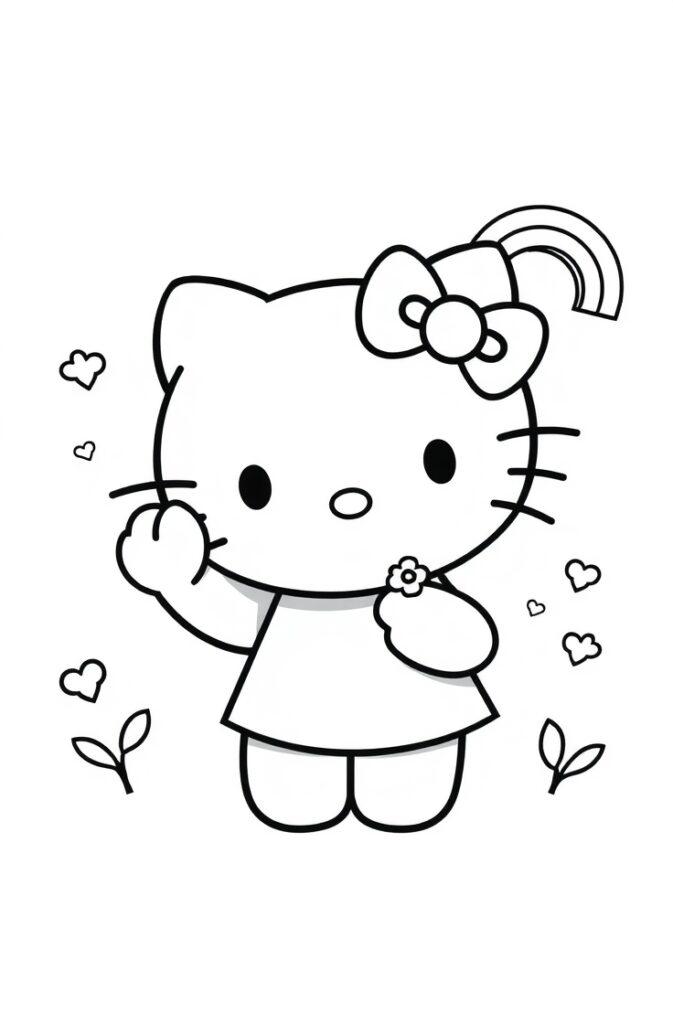 Kuromi from Sanrio holding a magic wand – printable coloring page
