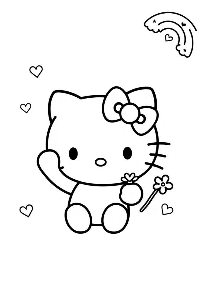 My Melody wearing a flower crown – cute Sanrio coloring page