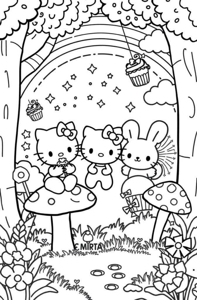 Pompompurin eating snacks – adorable Sanrio coloring page