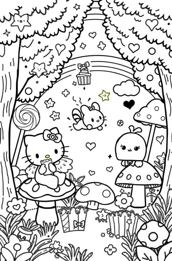 Badtz-Maru with his Sanrio friends in a comic scene