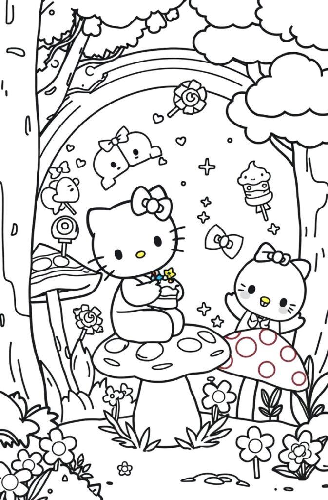My Melody from Sanrio surrounded by flowers in a frame