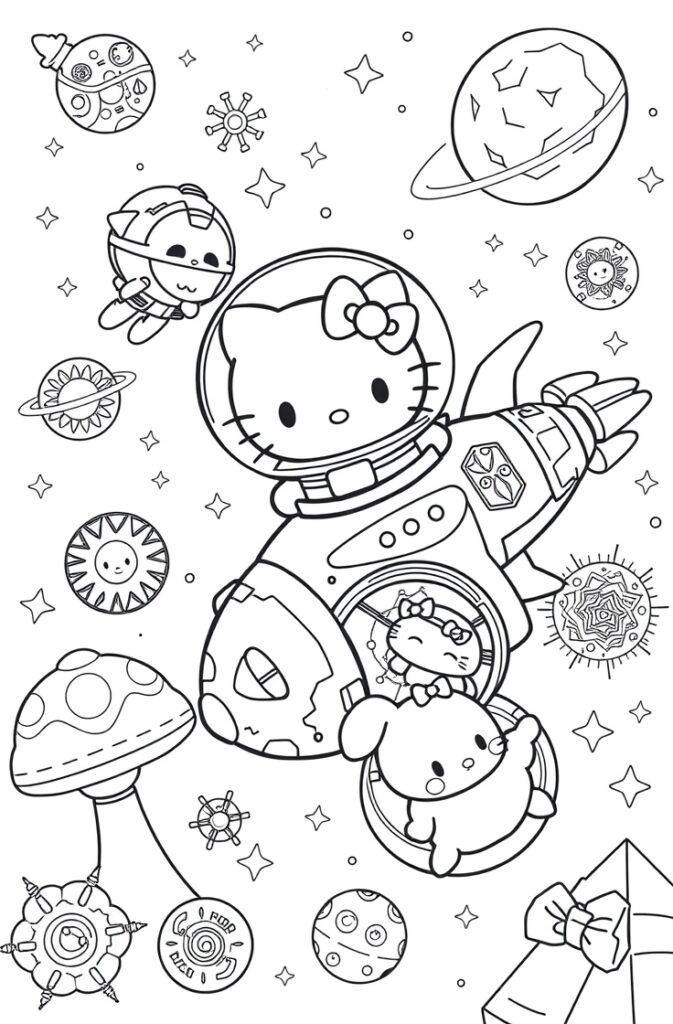 Sanrio character with bow – printable black and white coloring pages