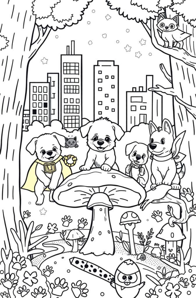 Sleeping puppy coloring page for bedtime fun.