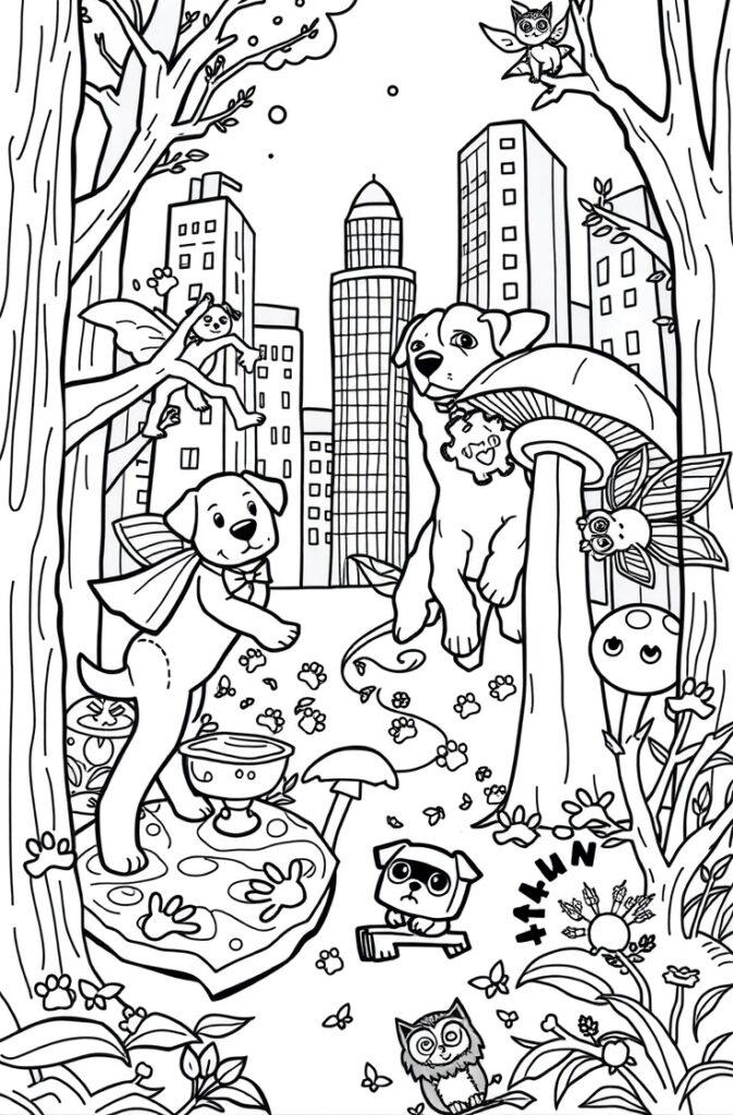 Cute puppy with heart-shaped tag coloring page.