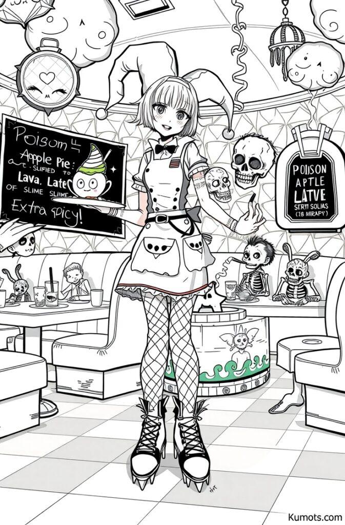 Kuromi dressed like a witch holding a magical wand