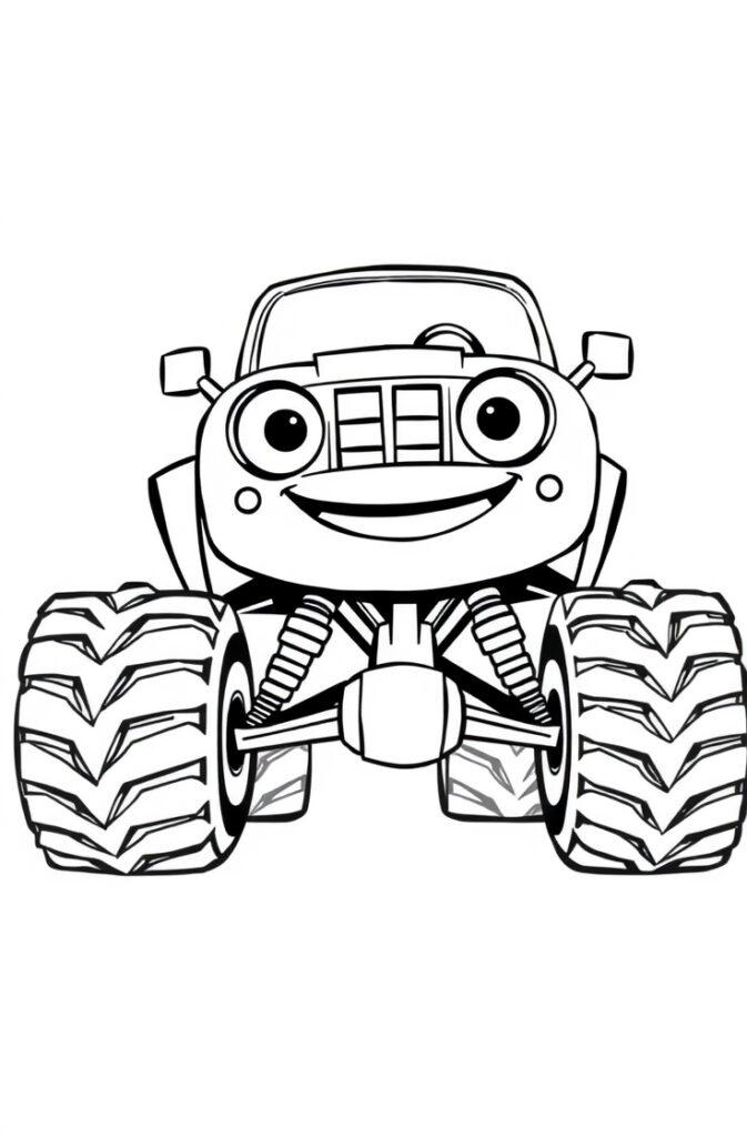 Cute monster truck coloring pages for kids and toddlers