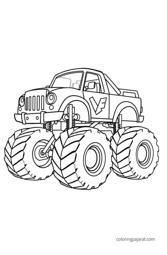 Please give me alt text, caption, title and description of all these images "Monster truck coloring pages"